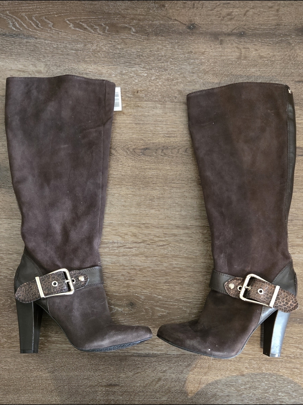 BCBGeneration Brown Suede & Leather Tall Buckle Boots